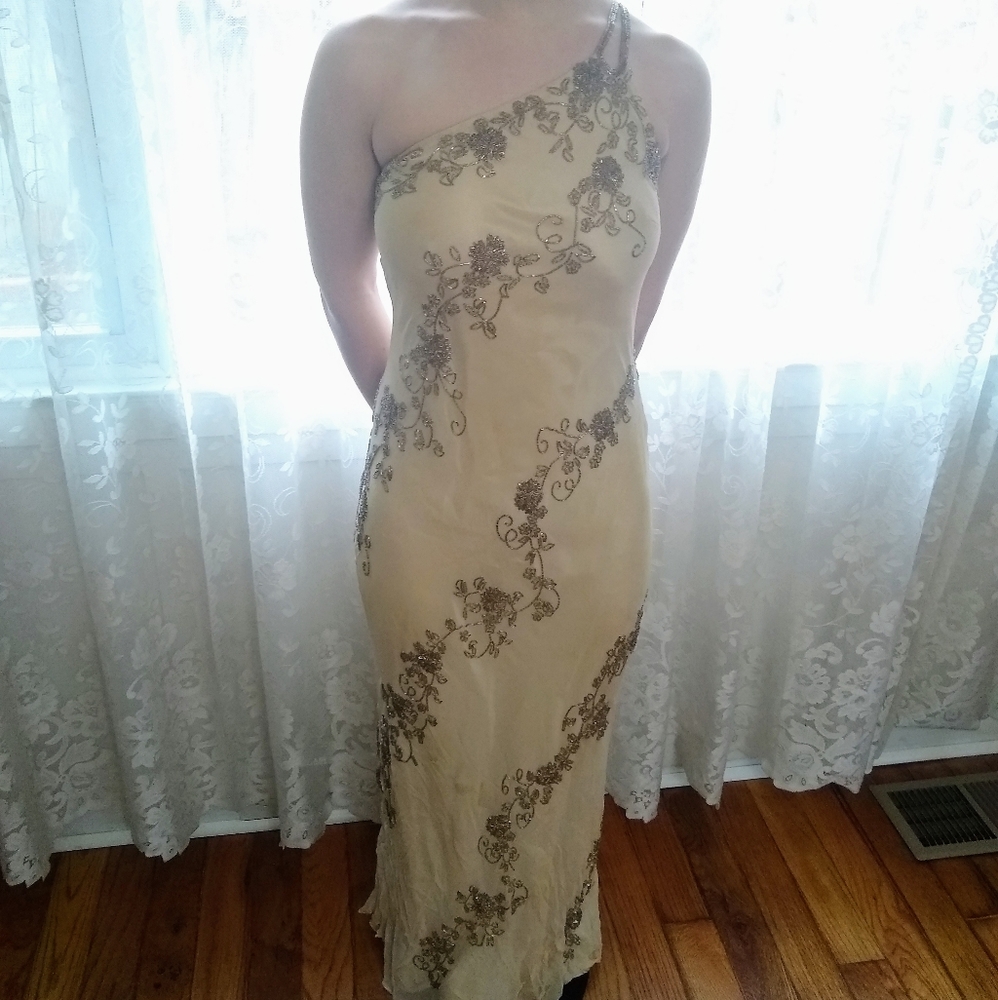 Vintage One shoulder beaded dress